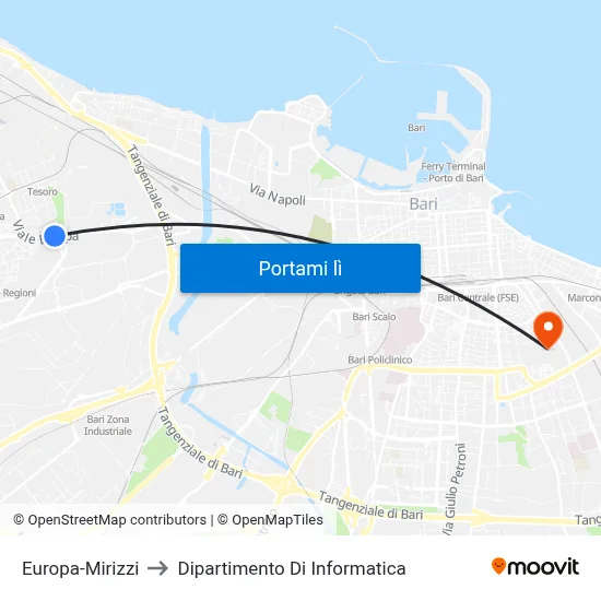 Europa-Mirizzi to Dipartimento Di Informatica map