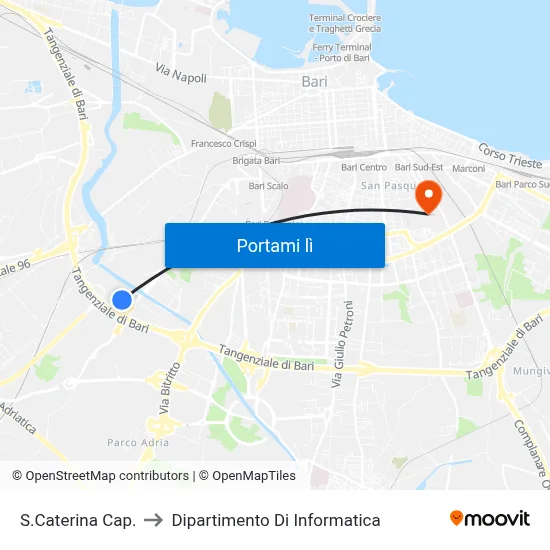 S.Caterina Cap. to Dipartimento Di Informatica map