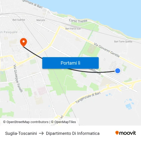 Suglia-Toscanini to Dipartimento Di Informatica map