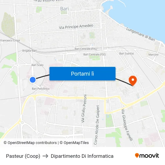 Pasteur (Coop) to Dipartimento Di Informatica map