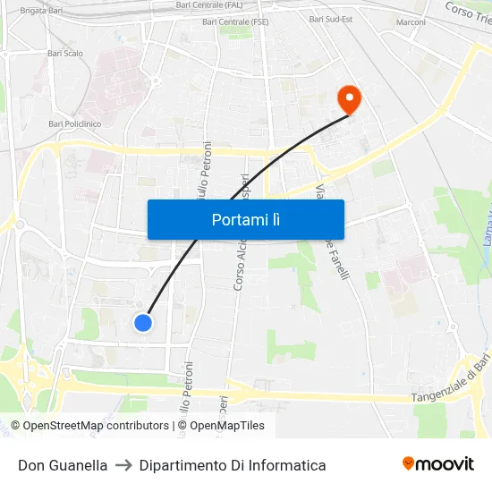 Don Guanella to Dipartimento Di Informatica map