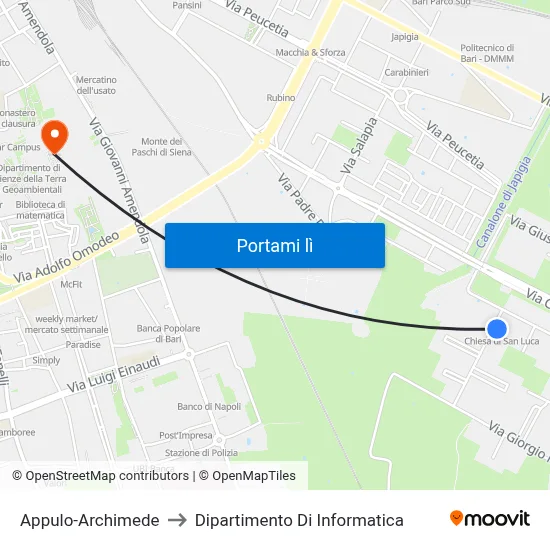 Appulo-Archimede to Dipartimento Di Informatica map