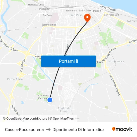 Cascia-Roccaporena to Dipartimento Di Informatica map