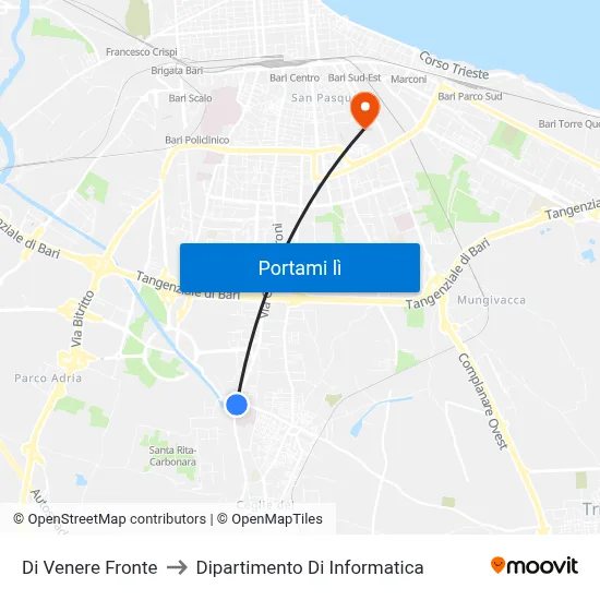 Di Venere Fronte to Dipartimento Di Informatica map