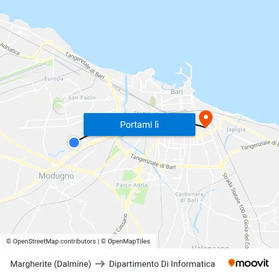 Margherite (Dalmine) to Dipartimento Di Informatica map