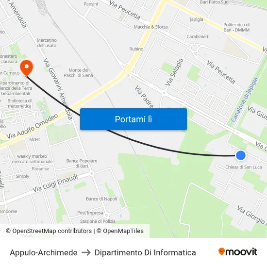 Appulo-Archimede to Dipartimento Di Informatica map