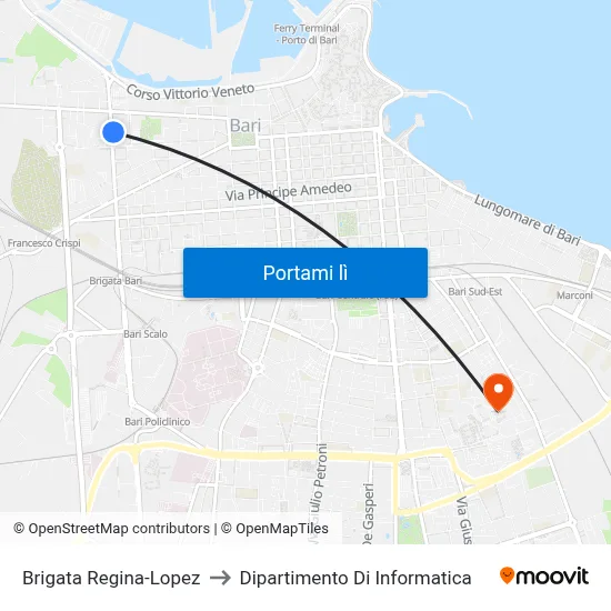 Brigata Regina-Lopez to Dipartimento Di Informatica map
