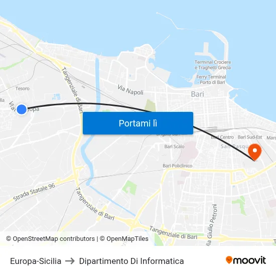 Europa-Sicilia to Dipartimento Di Informatica map