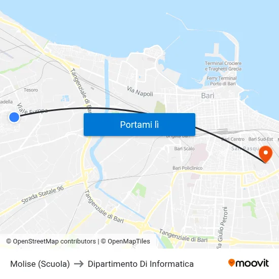 Molise (Scuola) to Dipartimento Di Informatica map