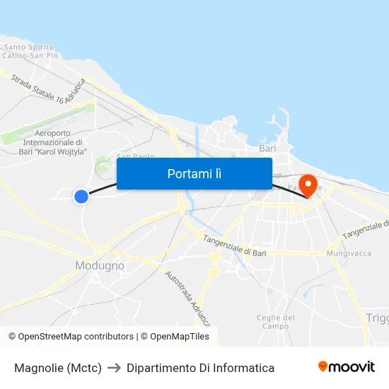 Magnolie (Mctc) to Dipartimento Di Informatica map