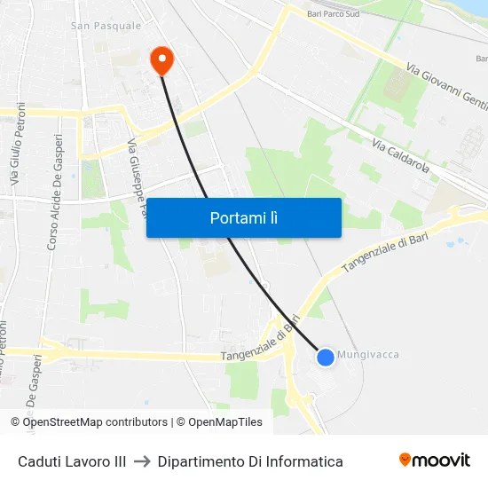Caduti Lavoro III to Dipartimento Di Informatica map