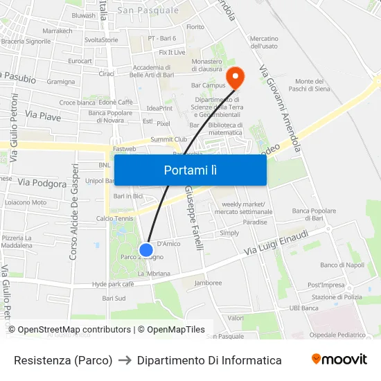 Resistenza (Parco) to Dipartimento Di Informatica map