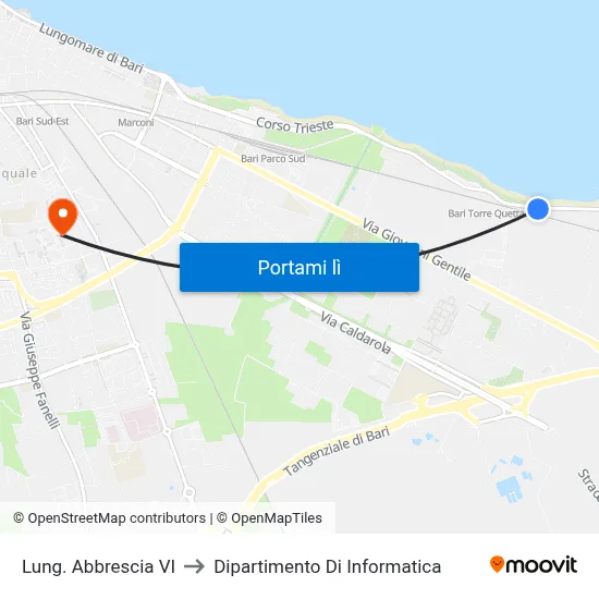 Lung. Abbrescia VI to Dipartimento Di Informatica map