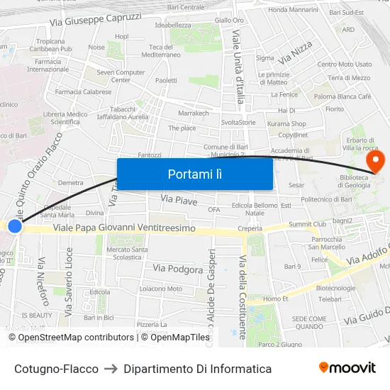Cotugno-Flacco to Dipartimento Di Informatica map
