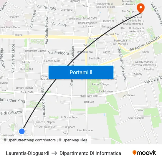 Laurentis-Dioguardi to Dipartimento Di Informatica map