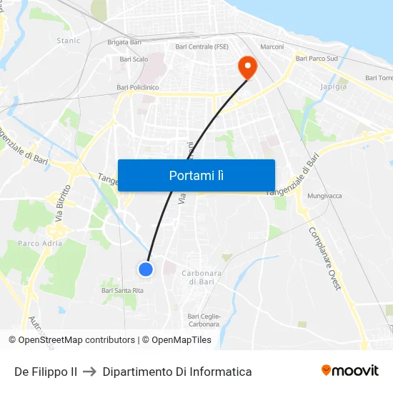 De Filippo II to Dipartimento Di Informatica map