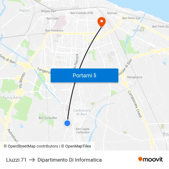 Liuzzi 71 to Dipartimento Di Informatica map