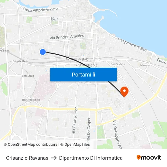 Crisanzio-Ravanas to Dipartimento Di Informatica map