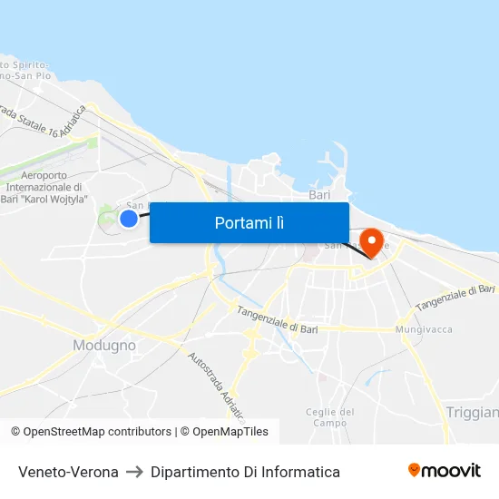 Veneto-Verona to Dipartimento Di Informatica map