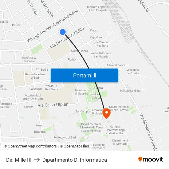 Dei Mille III to Dipartimento Di Informatica map
