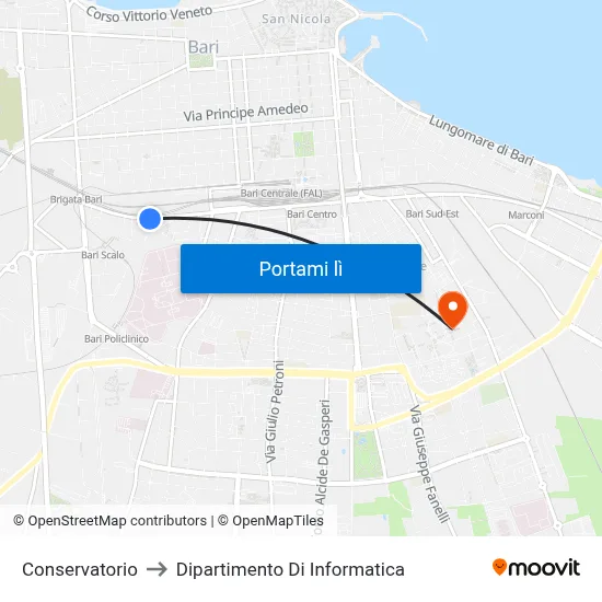Conservatorio to Dipartimento Di Informatica map