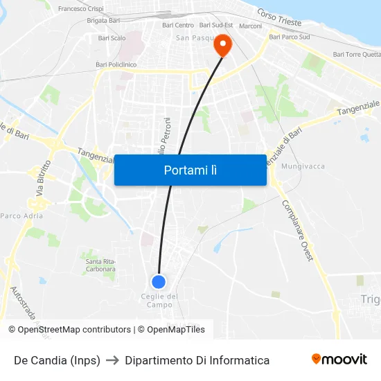 De Candia (Inps) to Dipartimento Di Informatica map