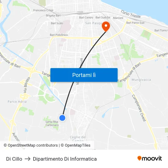 Di Cillo to Dipartimento Di Informatica map