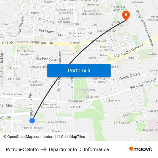 Petroni-C.Rotto to Dipartimento Di Informatica map