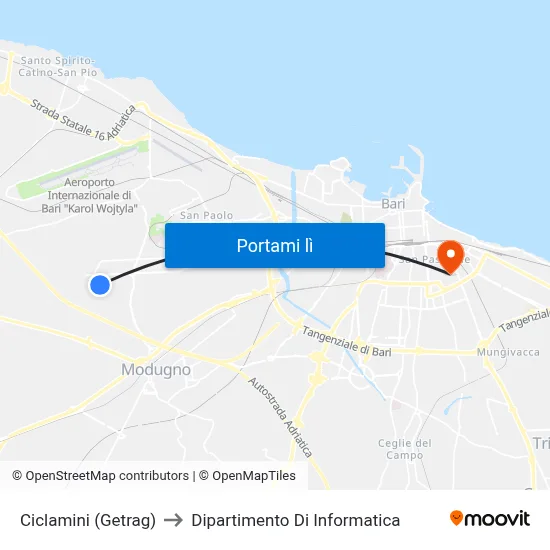 Ciclamini (Getrag) to Dipartimento Di Informatica map
