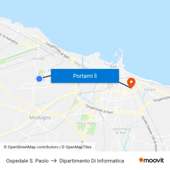 Ospedale S. Paolo to Dipartimento Di Informatica map