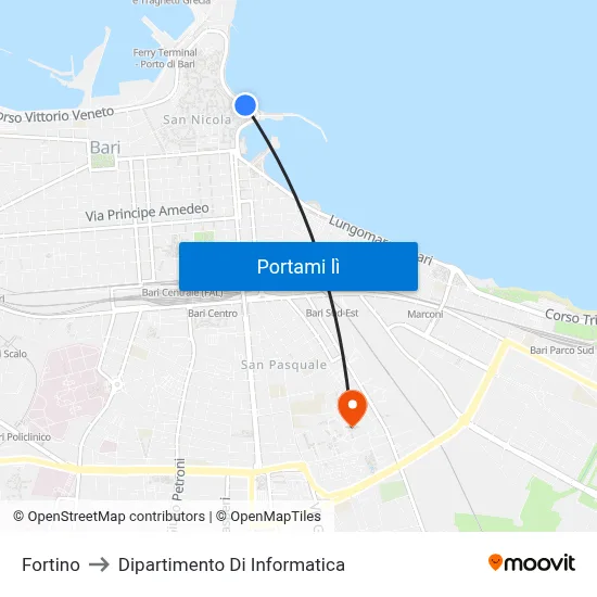 Fortino to Dipartimento Di Informatica map