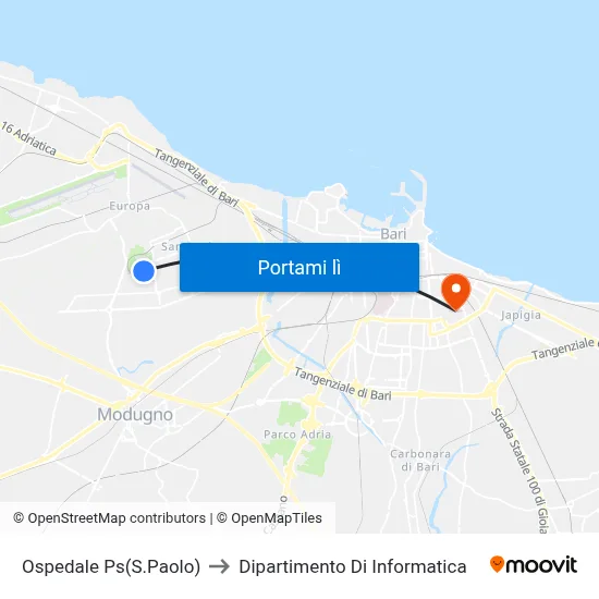 Ospedale Ps(S.Paolo) to Dipartimento Di Informatica map