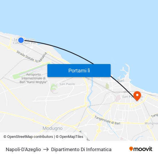 Napoli-D'Azeglio to Dipartimento Di Informatica map