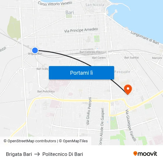 Brigata Bari to Politecnico Di Bari map