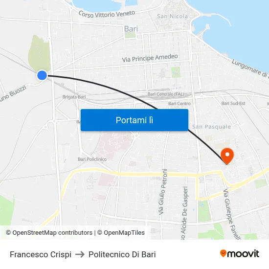 Francesco Crispi to Politecnico Di Bari map