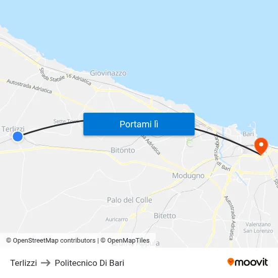 Terlizzi to Politecnico Di Bari map