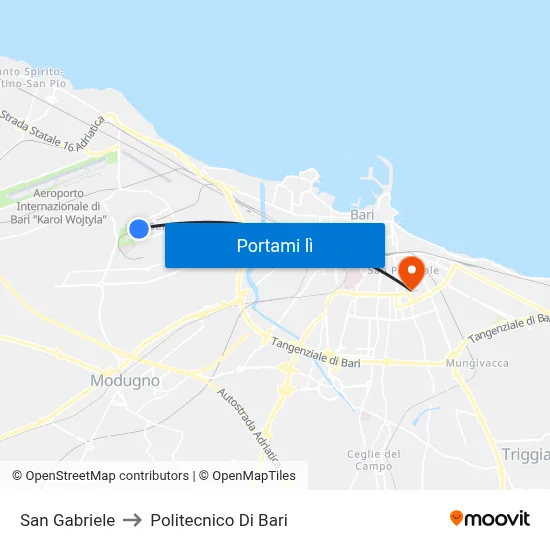 San Gabriele to Politecnico Di Bari map
