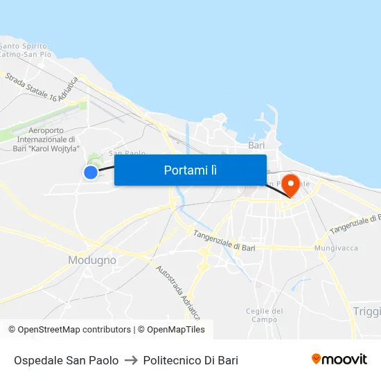 Ospedale San Paolo to Politecnico Di Bari map