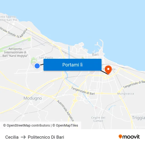 Cecilia to Politecnico Di Bari map