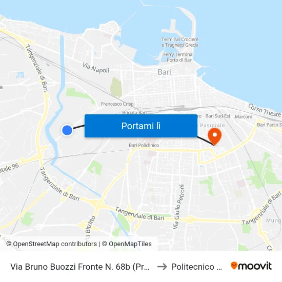 Via Bruno Buozzi Fronte N. 68b (Presso Stanic) to Politecnico Di Bari map