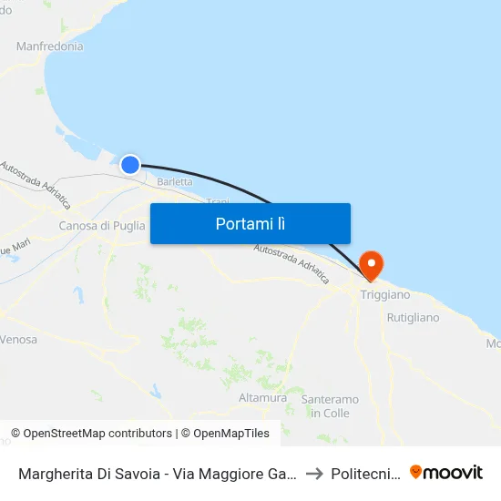 Margherita Di Savoia - Via Maggiore Galliano (Ex Stazione) - Alberghiero to Politecnico Di Bari map