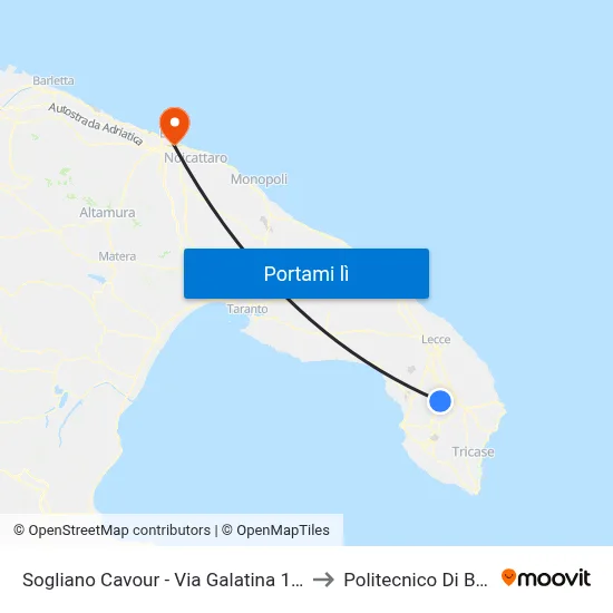 Sogliano Cavour - Via Galatina 104 to Politecnico Di Bari map