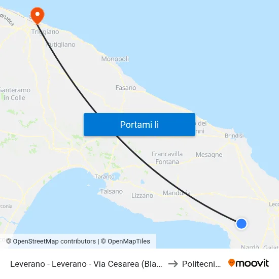 Leverano - Leverano - Via Cesarea (Blaco) 73045 Leverano Le Italia to Politecnico Di Bari map