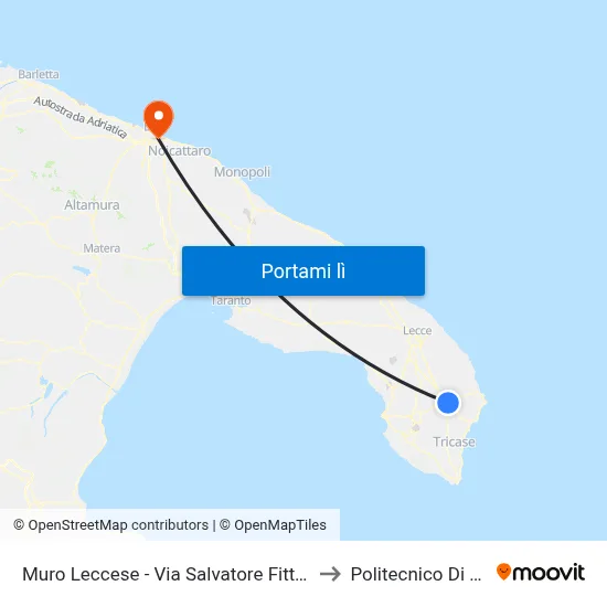 Muro Leccese - Via Salvatore Fitto 184 to Politecnico Di Bari map