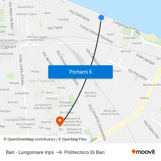 Bari - Lungomare Inps to Politecnico Di Bari map