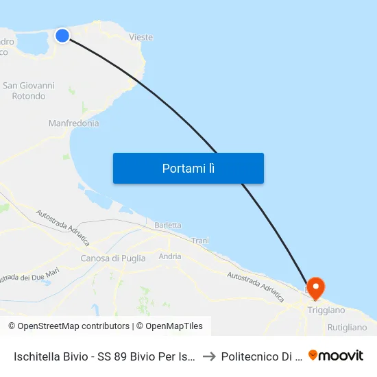 Ischitella Bivio - SS 89 Bivio Per Ischitella to Politecnico Di Bari map
