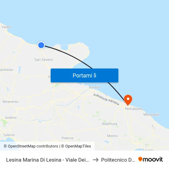 Lesina Marina Di Lesina - Viale Dei Geranei 2 to Politecnico Di Bari map