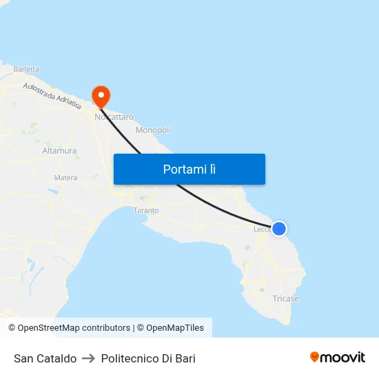 San Cataldo to Politecnico Di Bari map