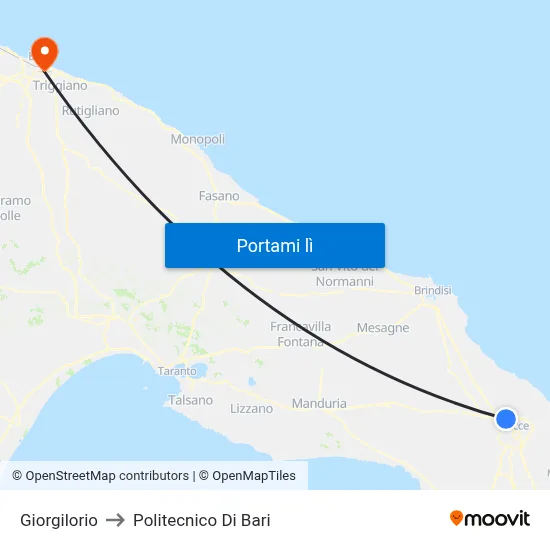 Giorgilorio to Politecnico Di Bari map