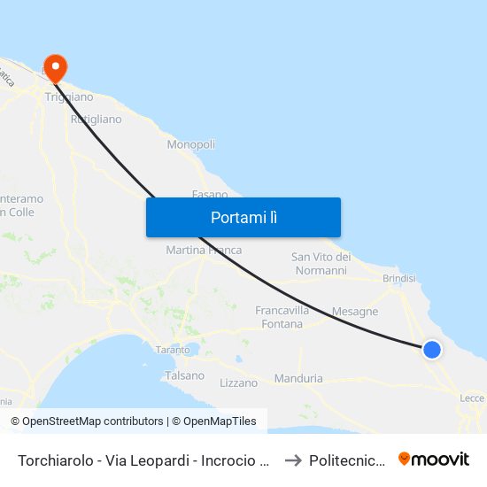 Torchiarolo - Via Leopardi - Incrocio Via Caneva - Di Fronte to Politecnico Di Bari map